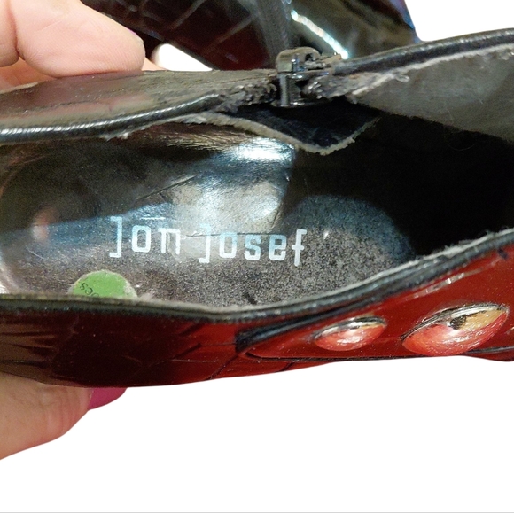 Jon Josef Elegant Black Heels with Embellishments Croc Embossed Shootie - Picture 10 of 11